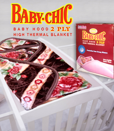 BABY CHIC PRINTED EMBOSSED  (1 PLY)  HOOD PINK